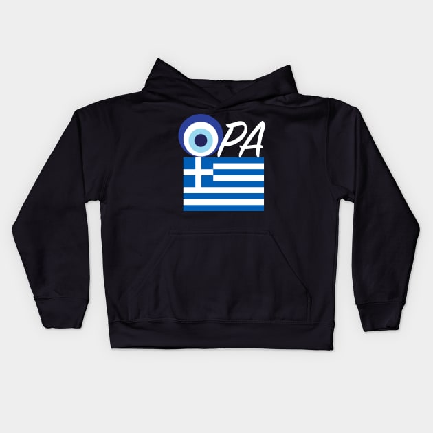 Greek flag Opa Evil Eye Kids Hoodie by livania